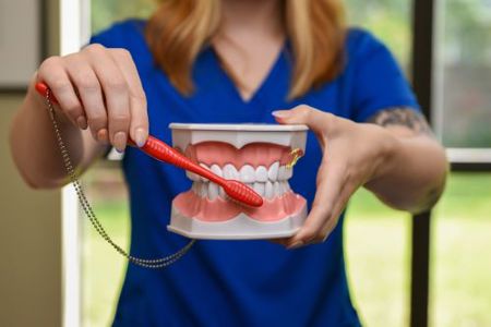 Broussard Louisiana Dentist - Image Brushing teeth closeup